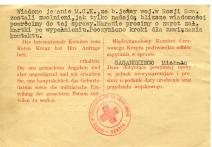 Odpowiedź Międzynarodowego Komitetu Czerwonego Krzyża z dn. 18 XII 1941 r. do Janiny Sagańskiej dotyczące poszukiwania Michała Sagańskiego. 