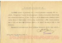 Zaświadczenie z dn. 17 XII 1947 r. dot. Józefa Kowalczyka i jego pracy w PP