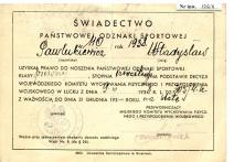 Świadectwo Państwowej Odznaki Sportowej nr 110/ 1938 Pawlukiewicza Władysława.