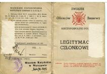 Legitymacja członkowska Związku Oficerów Rezerwy RP nr 3239/1104 ppor. Lorentza Jerzego.