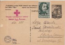 Karta pocztowa skierowana przez PCK l.d. 335 z dn. 29 VII 1948 do Loga Wandy.