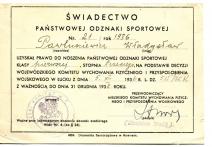 Świadectwo Państwowej Odznaki Sportowej nr 110/ 1938 Pawlukiewicza Władysława.