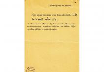 Pismo Międzynarodowego Czerwonego Krzyża w Genewie z dn. 3 I 1940r. skierowane do Eleonory Markowskiej w Kielcach dot. odpowiedzi na pismo z dnia 16 XII 1939r. 