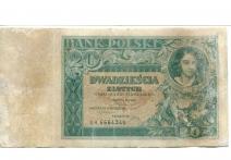 Banknoty o nominale 20 złotych emisja z 20 czerwca 1931 r. - artefakty grobowe