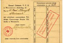 Karta członkowska Polskiego Czerwonego Krzyża na rok 1936 nr 1261109- oddział w Warszawie.