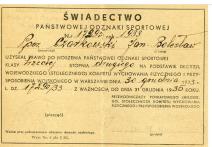 Świadectwo Państwowej Odznaki Sportowej wz. 17295 ppor. Czarkowskiego Jana.