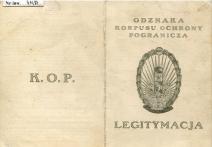 Legitymacja uprawniająca por. Banaszewskiego Jana do noszenia odznaki Korpusu Ochrony Pogranicza.