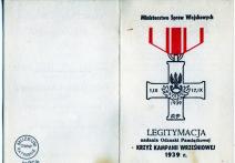 Legitymacja nr 9011- por. rez. Głuchowski Tadeusz- nadanie pośmiertne Odznaki Pamiątkowej Krzyż Kompanii Wrześniowej 1939.