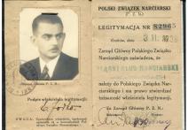 Legitymacja nr 82965- Polski Związek Narciarski- Kraków 3 II 1939 Edmund Jodko. 