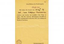 Pismo Międzynarodowego Czerwonego Krzyża w Genewie z dn. 5 I 1940r. skierowana do Eleonory Markowskiej w Kielcach dotycząca odpowiedzi na pismo z dnia 23 XII 1939r. w sprawie Bolesława Markowskiego