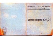 Legitymacja członkowska nr 14/36 Wojskowego Klubu Wędkarskiego Garnizonu Brześć n/Bugiem wydana dn. 2 maja 1936 r. kpt. Henrykowi Bieńkowskiemu z 6 baonu saperów.