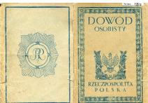 Dowód osobisty- seria A nr 423036 Rzeczpospolita Polska Mikołaja Adama Borysławskiego woj. łódzkie, powiat turecki, nr 652 wydany przez Urząd Gminy 6 VIII 1921.