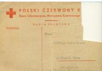 Kartka z Polskiego Czerwonego Krzyża do Jadwigi Opielińskiej w sprawie miejsca pobytu Edmunda Opielińskiego, Warszawa, 17. VIII. 1940. 