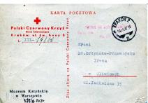 Karta pocztowa Polskiego Czerwonego Krzyża- Kraków nr L III 19800 z dnia 13 I 1947 do pani dr. Ordyńskiej- Przeworskiej w Gliwicach.