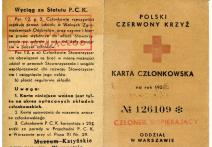 Karta członkowska Polskiego Czerwonego Krzyża na rok 1936 nr 1261109- oddział w Warszawie.