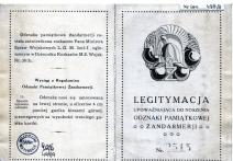 Legitymacja upoważniająca do noszenia odznaki pamiątkowej Żandarmerii nr 2515 z 12 VIII 1932 dla Gałganka Ludwika.