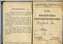 Książeczka oszczędnościowa Kasy Pożyczkowo - Oszczędnościowo - Zapomogowej Leona Bartnika wydana 9 IV 1938r.