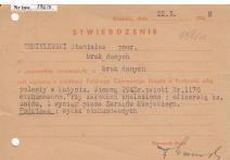 Pismo- informacja Polskiego Czerwonego Krzyża z dnia 22 I 1949 z Krakowa o Chmielewskim Stanisławie- ppor. 