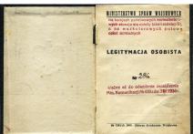 Legitymacja osobista nr 286 wydana w Warszawie dn. 24 II 1934 przez MSWojsk dla Jadwigi Głuchowskiej żony Tadeusza Głuchowskiego z WIG.