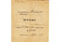 Wyciąg z ksiąg ludności domu sporządzony 21 VII 1924 roku Głuchowski Tadeusz. 